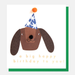 Dog in a a party hat birthday card Caroline Gardner