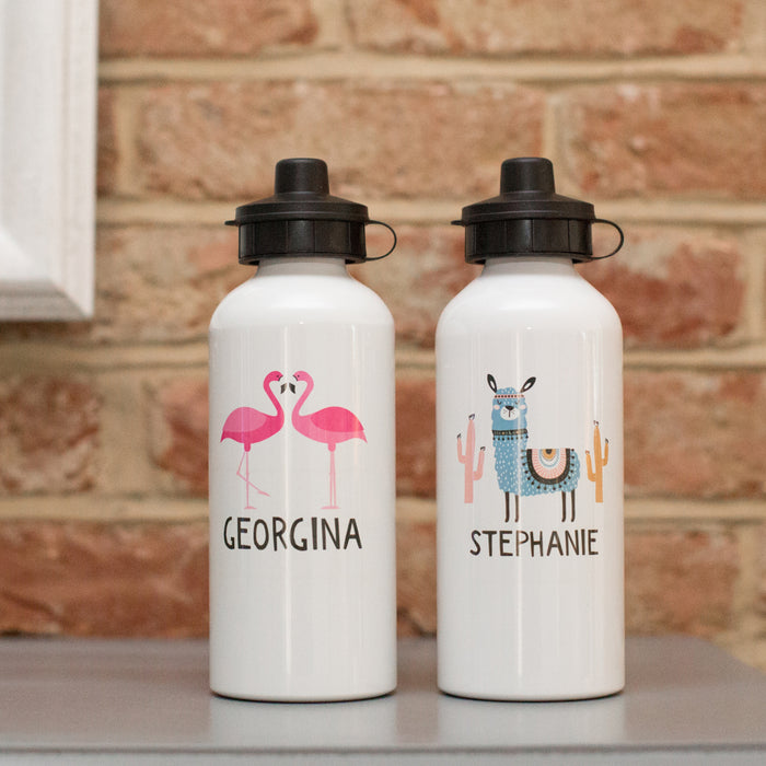 Personalised Flamingo or Llama Water Bottle