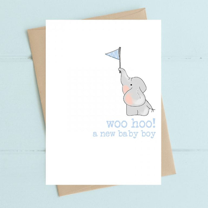 'Woo Hoo Baby Boy!' New Baby Card