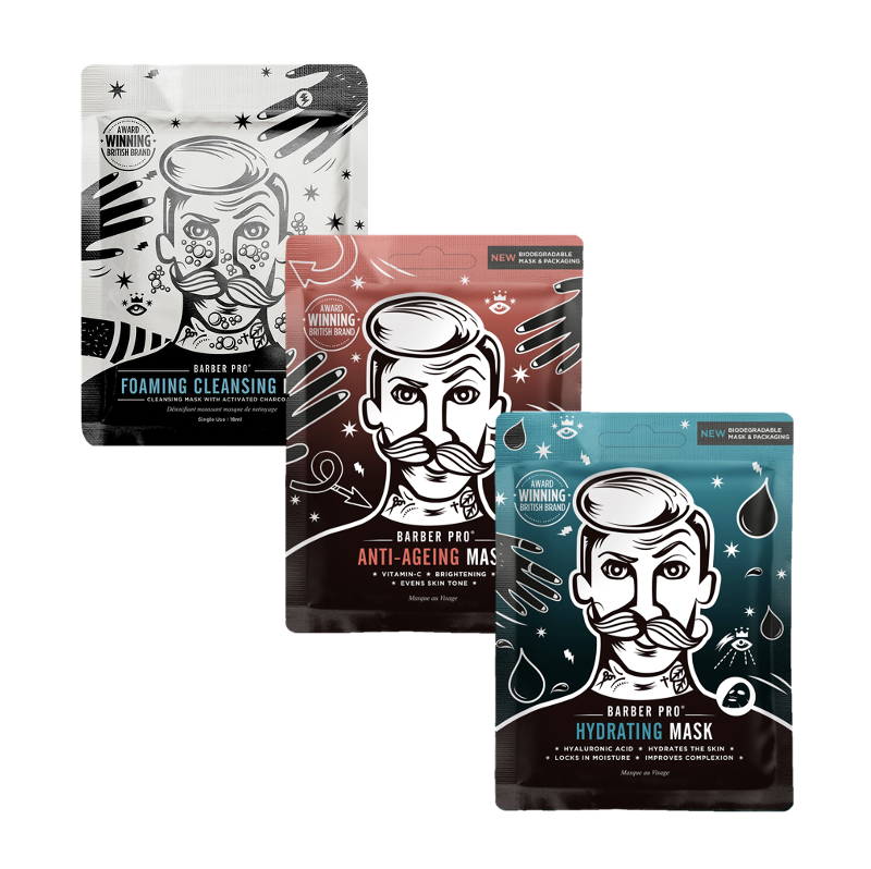 Barber Pro Men’s Face Masks – Various Treatments