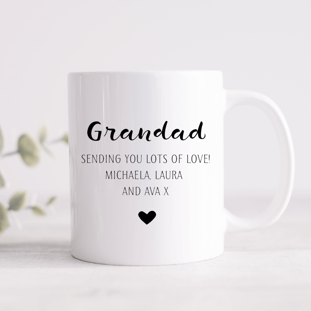 Black & White Heart Mug With Personalised Message for Father’s Day