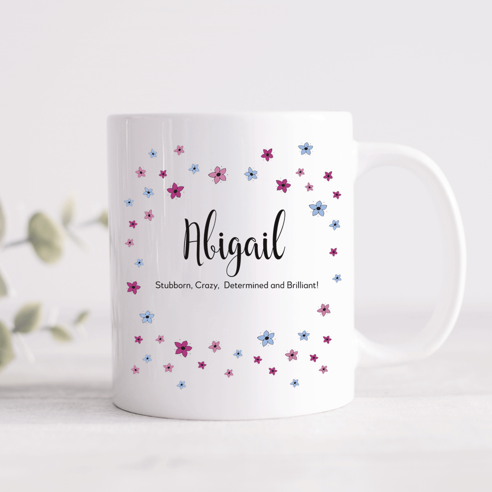 Ditsy Floral Mug With Personalised Message (Various Colours)