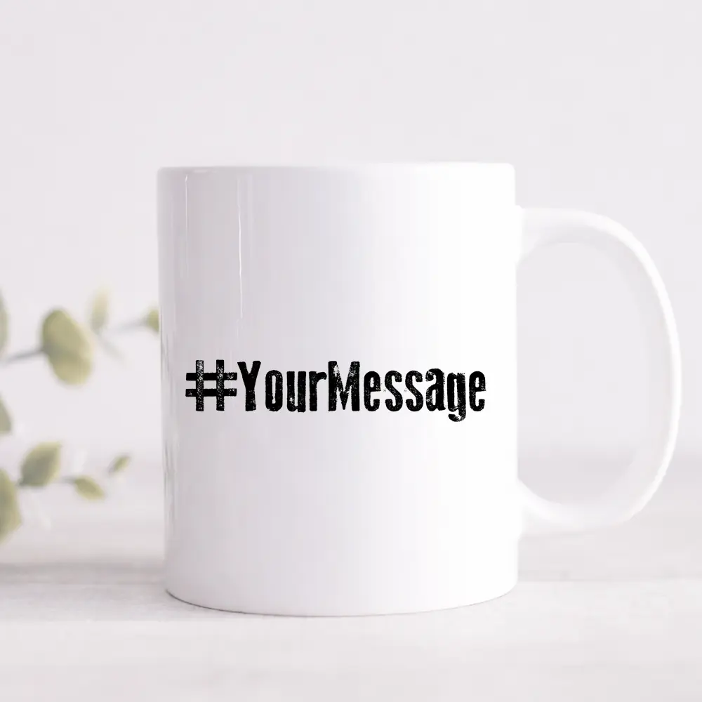 Personalised Hashtag Thank You Mug – Choice of Text & Colour