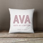 Personalised New Baby Simple Text Cushion | Blue, Pink, Grey Or Black