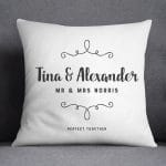 Personalised Wedding Couple Decorative Cushion | Grey, Blue, Pink or Black