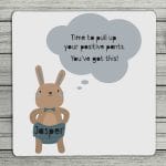 Positive Pants Personalised Name Coaster (Blue Or Pink)