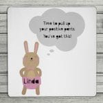 Positive Pants Personalised Name Coaster (Blue Or Pink)