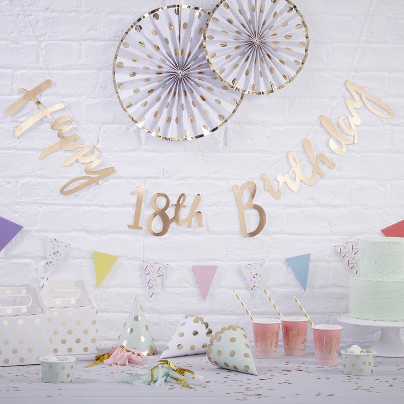 Gold Birthday Bunting Happy Birthday | 18 | 21 | 30 | 40