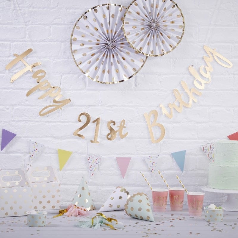Gold Birthday Bunting Happy Birthday | 18 | 21 | 30 | 40