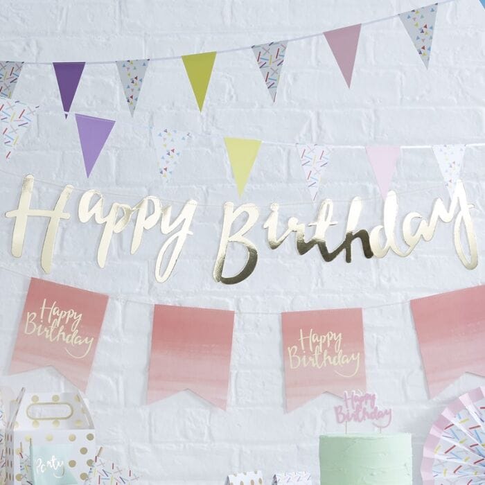 Gold Birthday Bunting Happy Birthday | 18 | 21 | 30 | 40