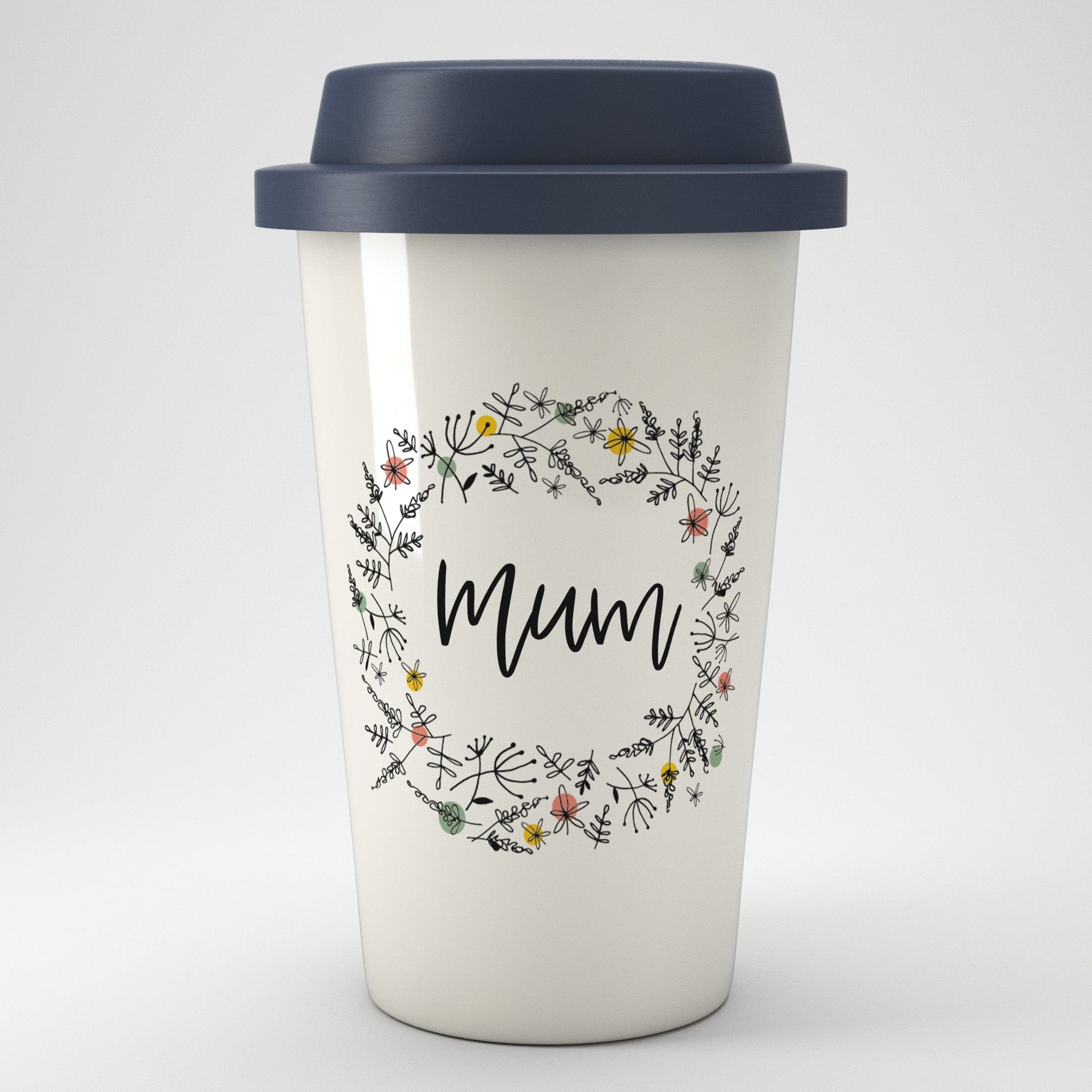 Teacher Floral Personalised Name Eco Coffee Travel Mug