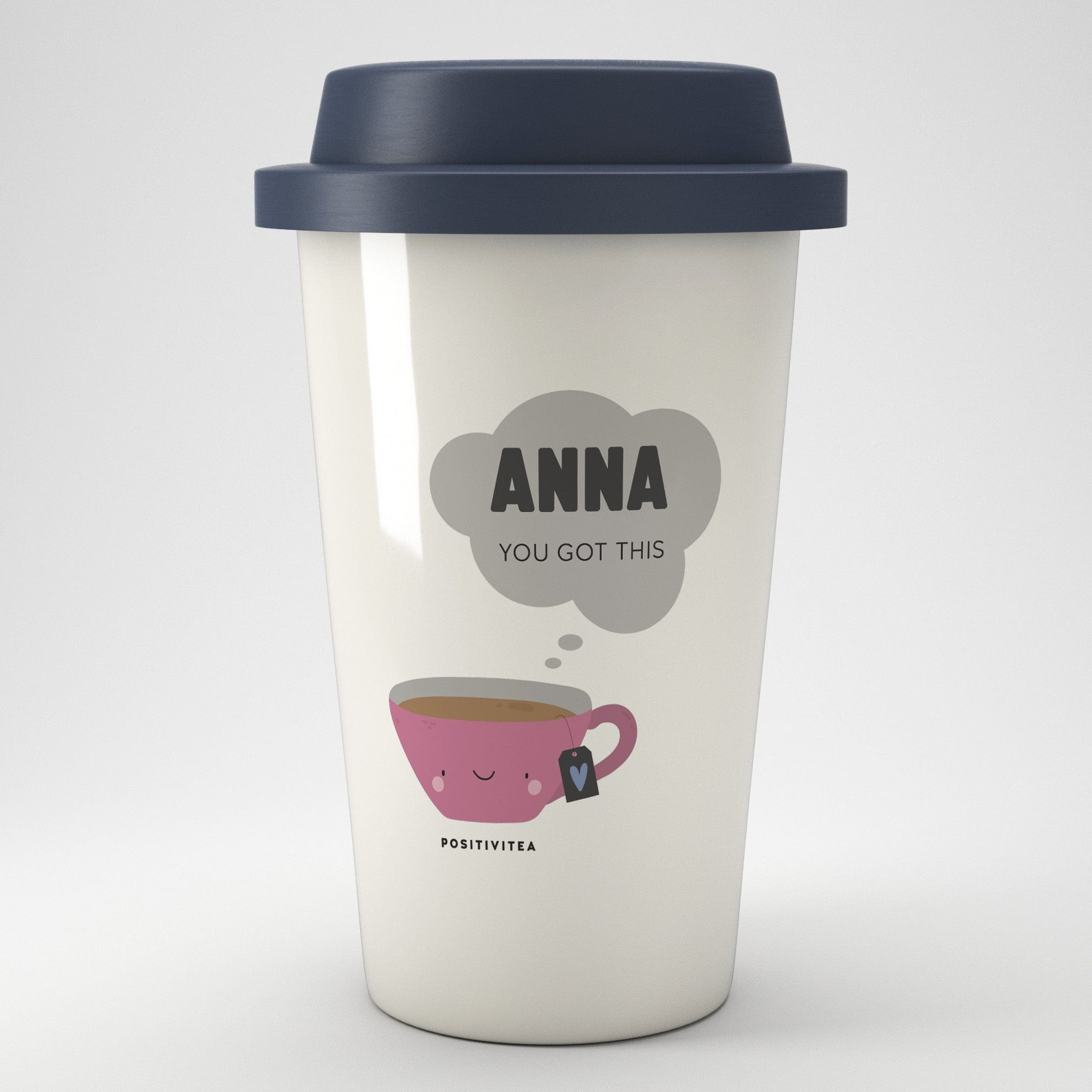 Personalised Positivitea Eco Travel Mug (Pink Or Blue)