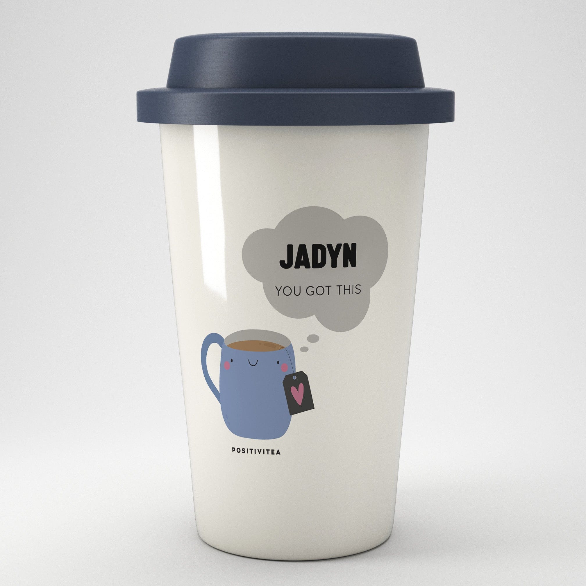 Personalised Positivitea Eco Travel Mug (Pink Or Blue)