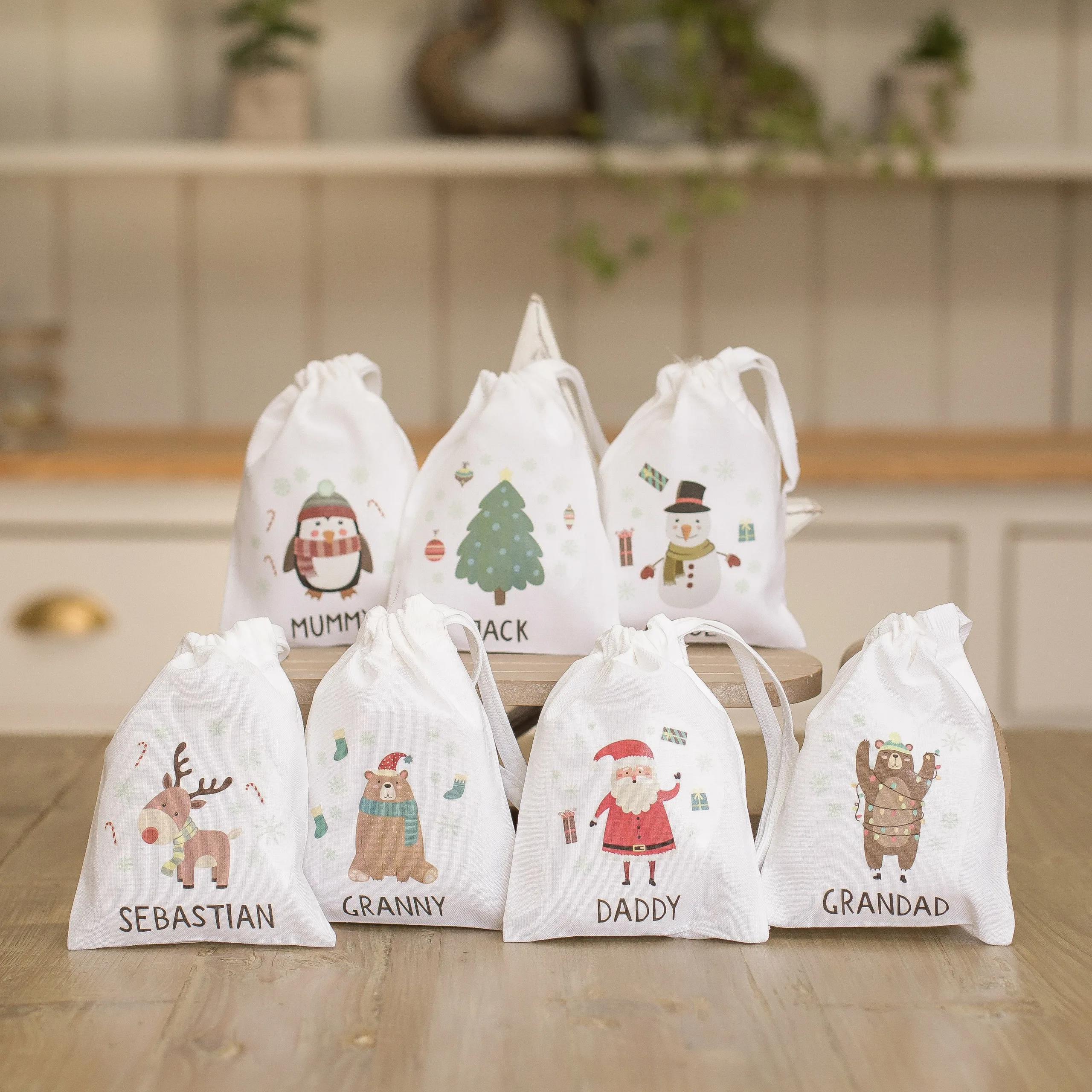 Personalised Christmas Character Treat Gift Bag Various Designs