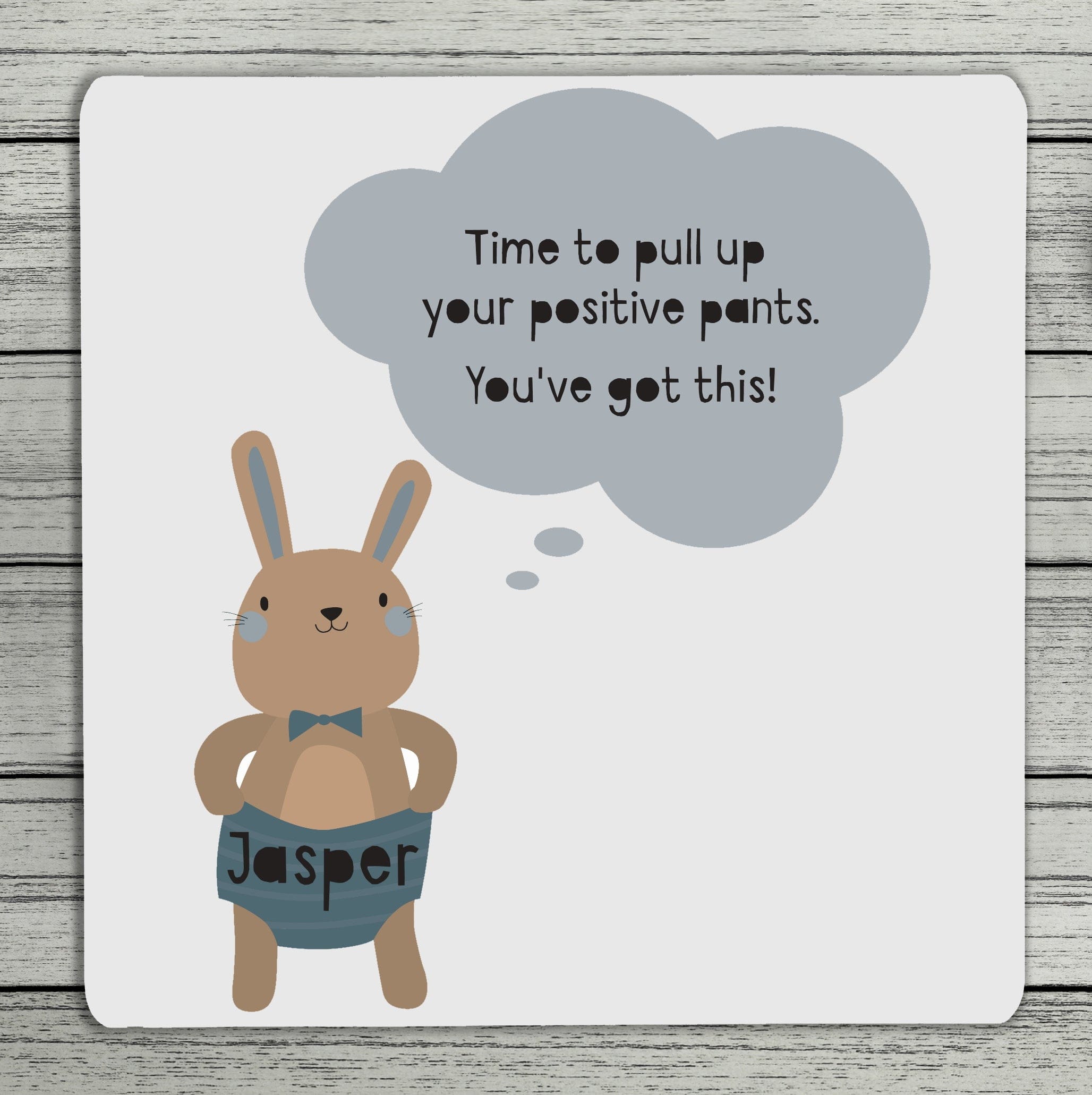 Positive Pants Personalised Name Coaster (Blue Or Pink)