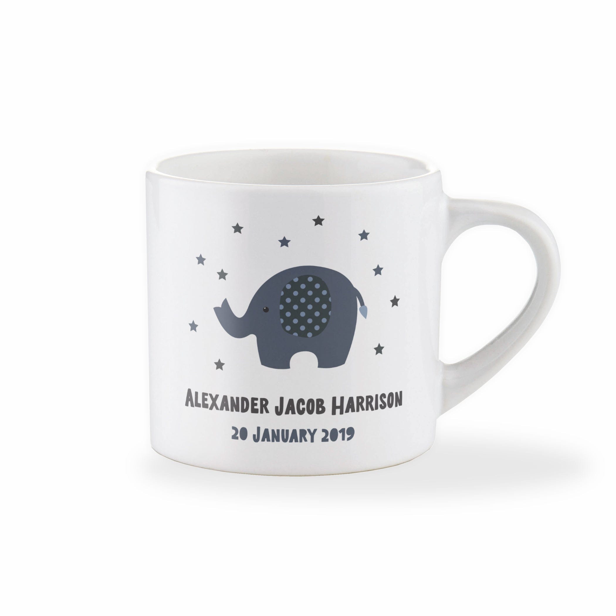 Personalised Elephant Mug – Grey, Pink Or Blue