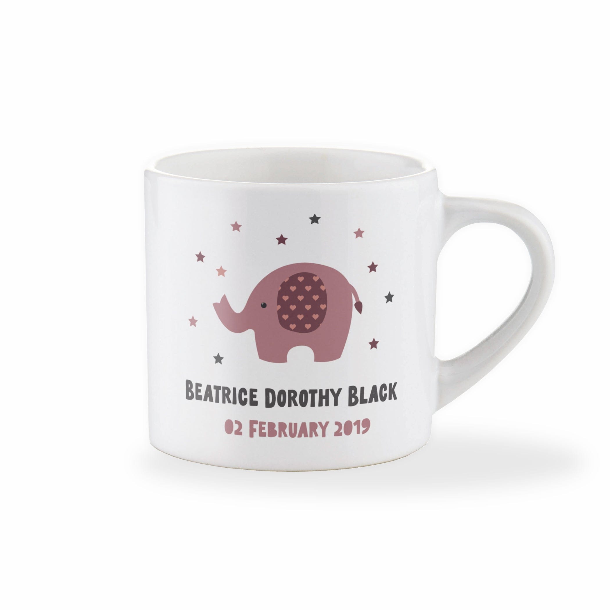 Personalised Elephant Mug – Grey, Pink Or Blue