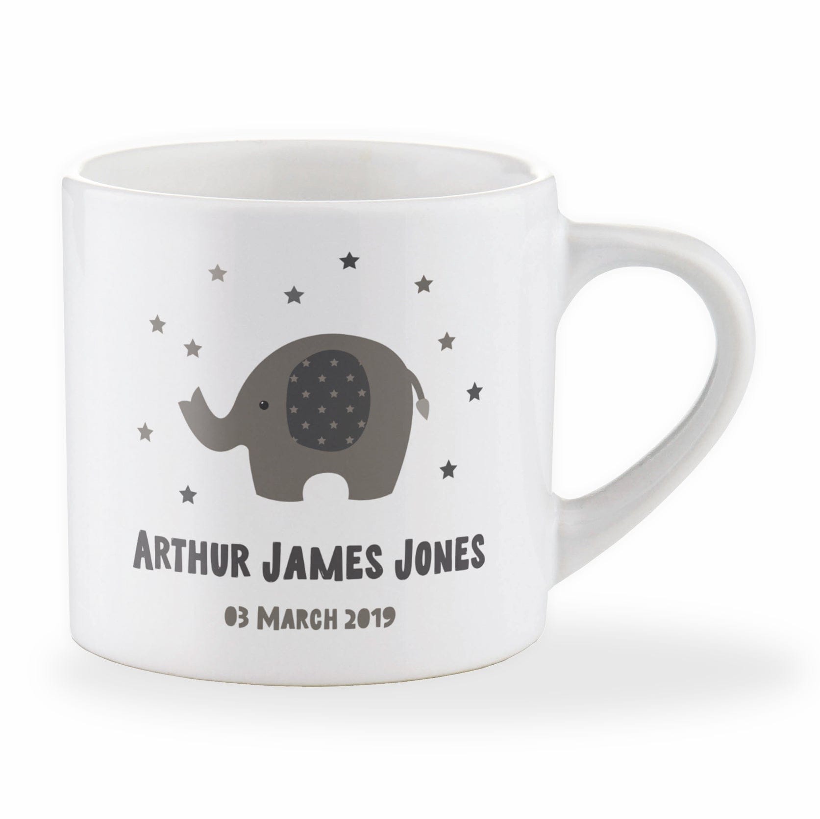 Personalised Elephant Mug – Grey, Pink Or Blue