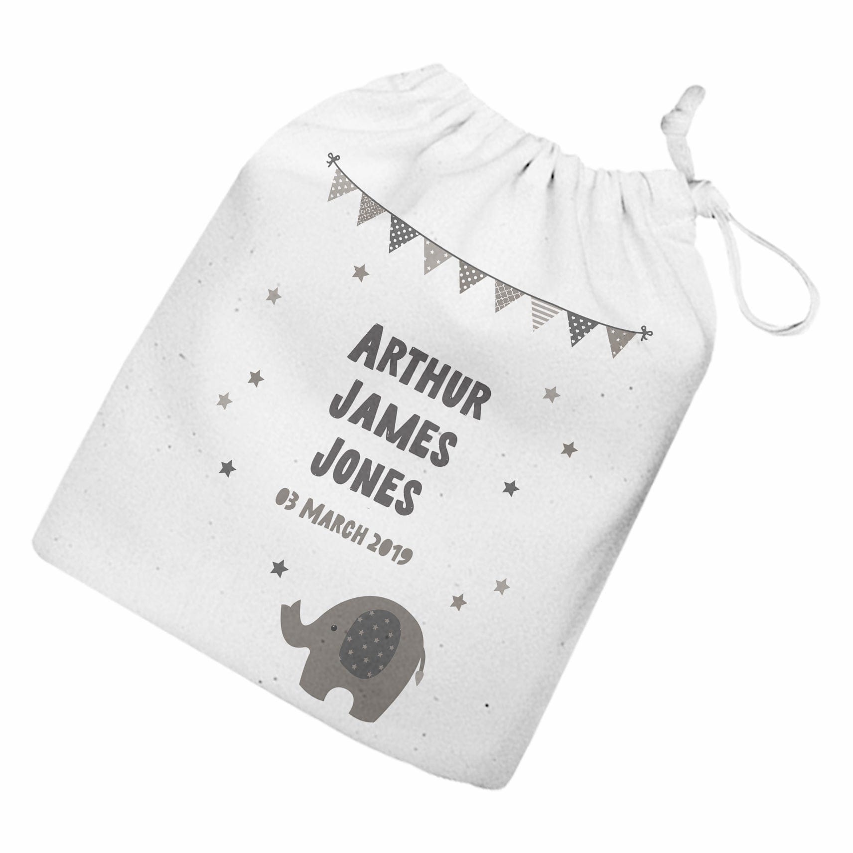 Personalised Newborn Baby Gift Set – Grey Elephant