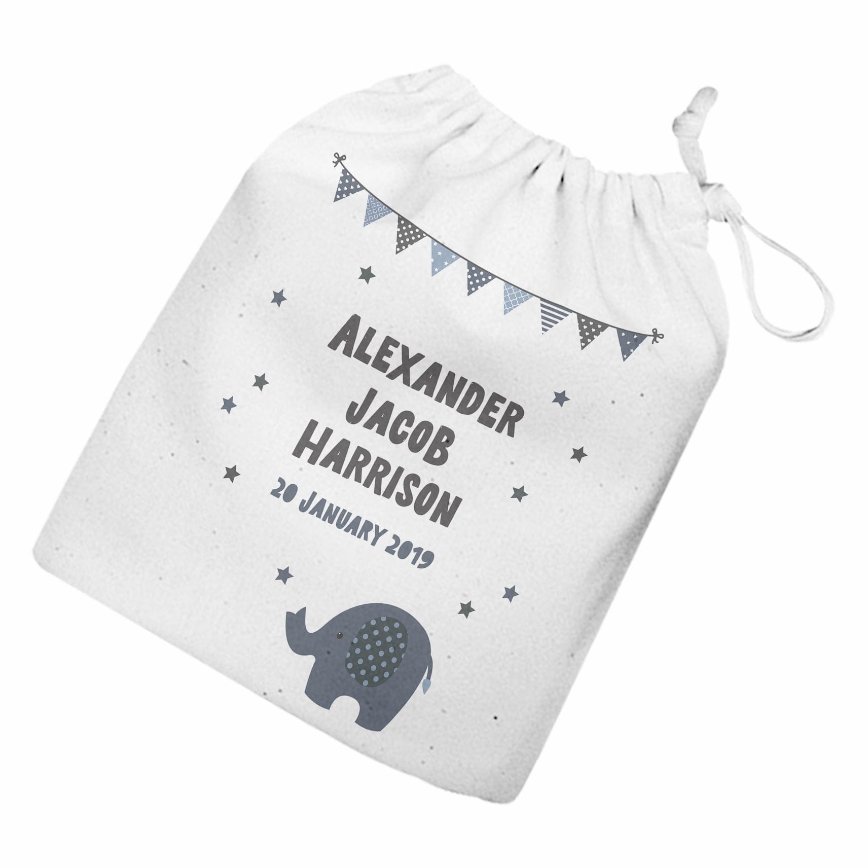 Personalised Newborn Baby Gift Set – Blue Elephant
