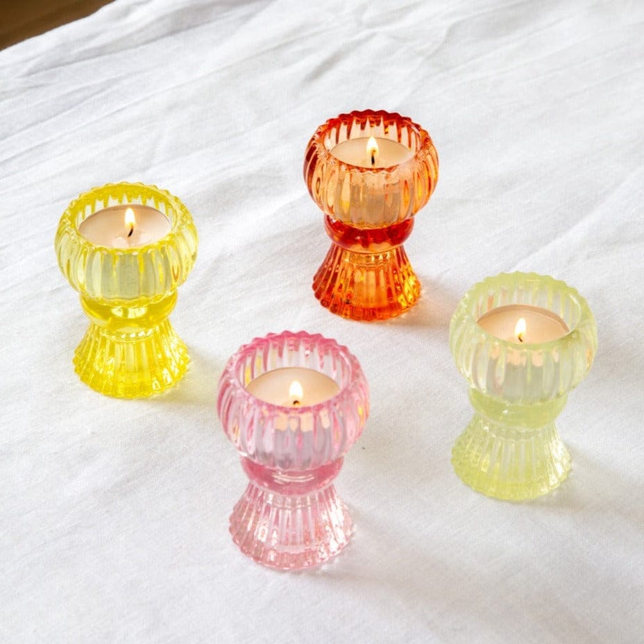 Boho Small Glass Candle Holder – Various Colours