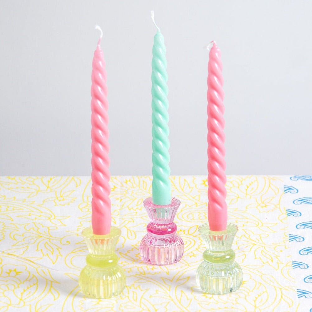 Boho Small Glass Candle Holder – Various Colours