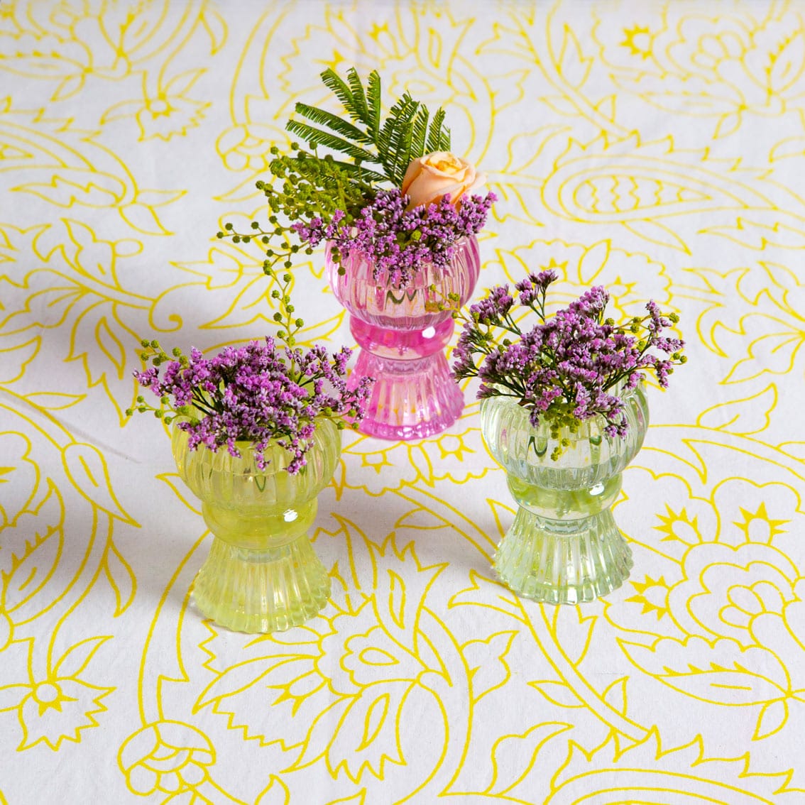 Boho Small Glass Candle Holder – Various Colours
