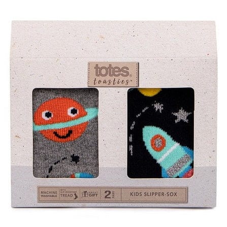 Totes Toddler’s Original Slipper Socks – Space