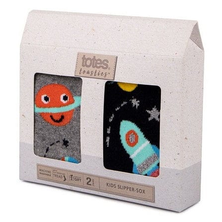 Totes Toddler’s Original Slipper Socks – Space