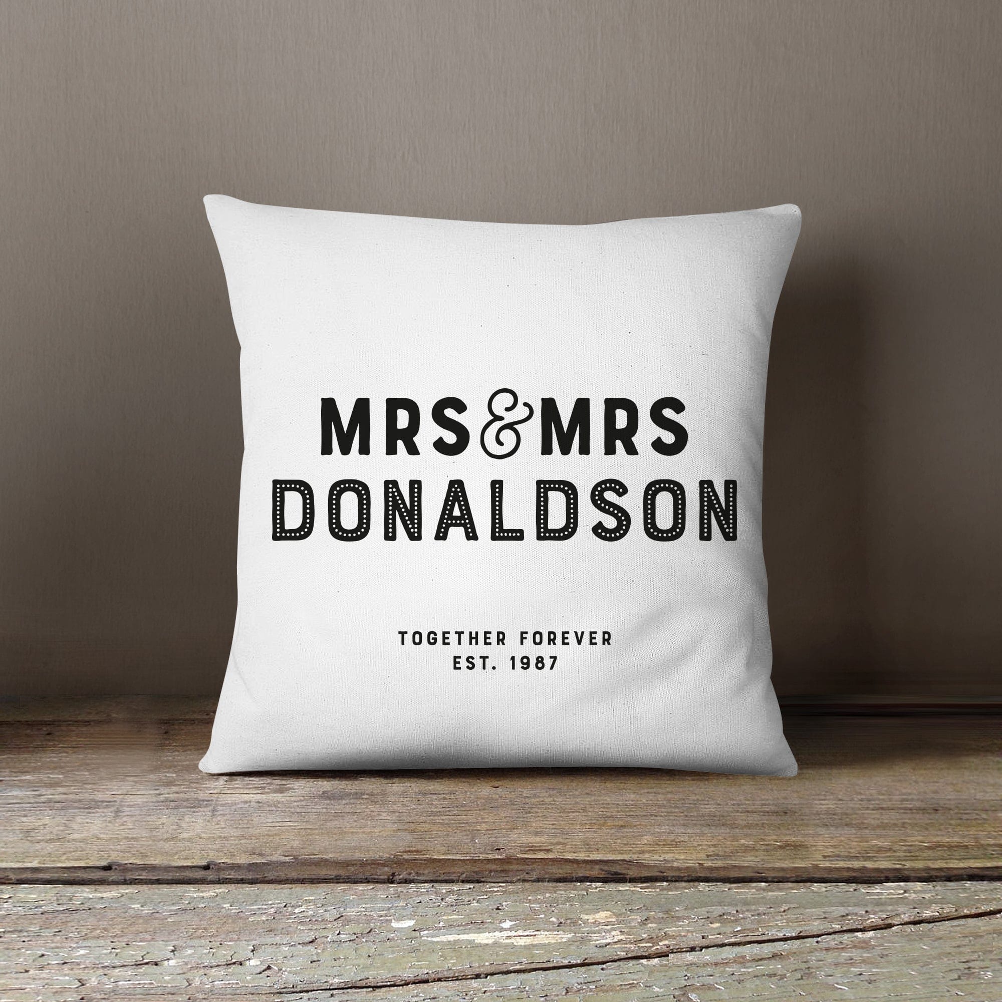 Personalised Wedding Couple Cushion | Grey, Blue, Pink or Black