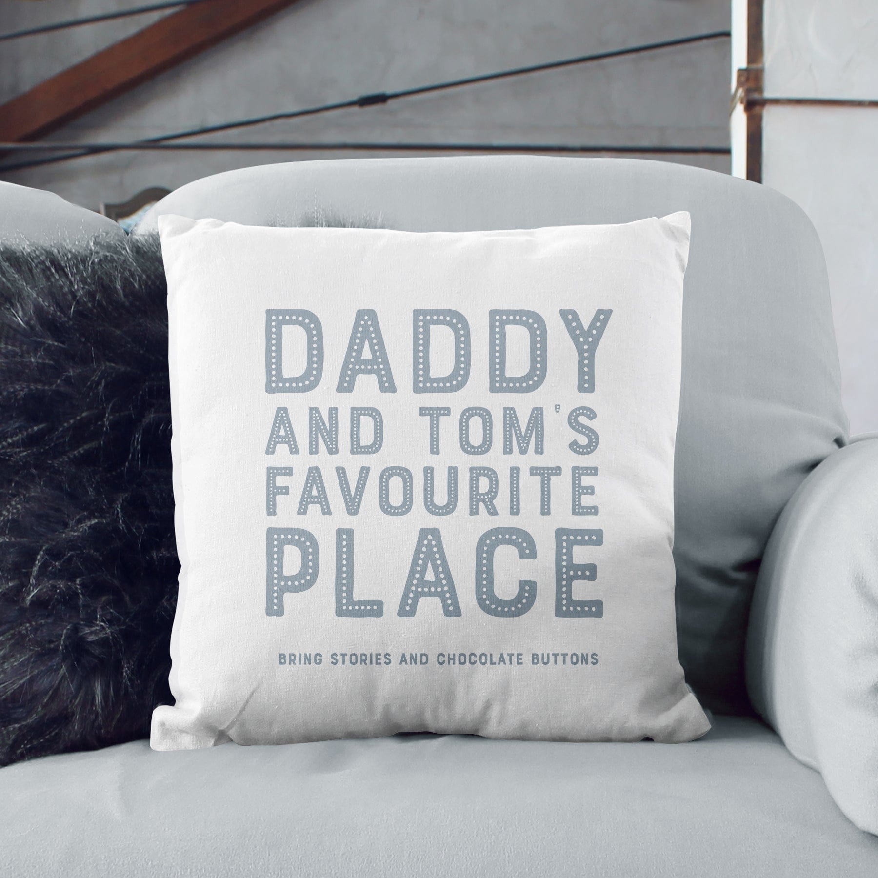 Personalised Father’s Day ‘Spot’ Cushion – Various Colours