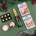 The Champagne and Treats Christmas Hamper – luxury festive gift hamper with premium champagne, chocolates, biscuits, and gourmet Christmas treats – perfect holiday food and drink gift for him, her, couples, or family.