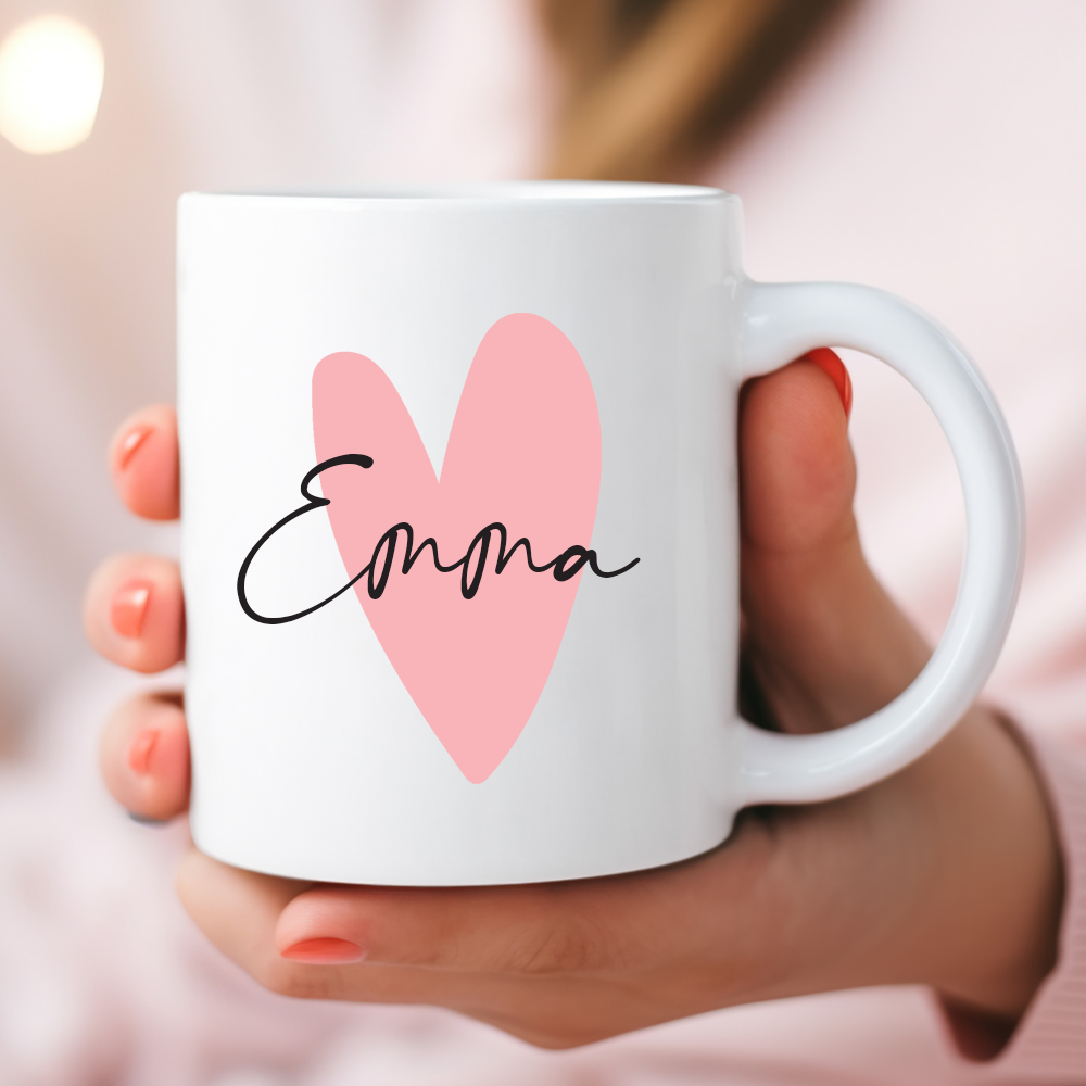 Pink Heart Personalised Mug