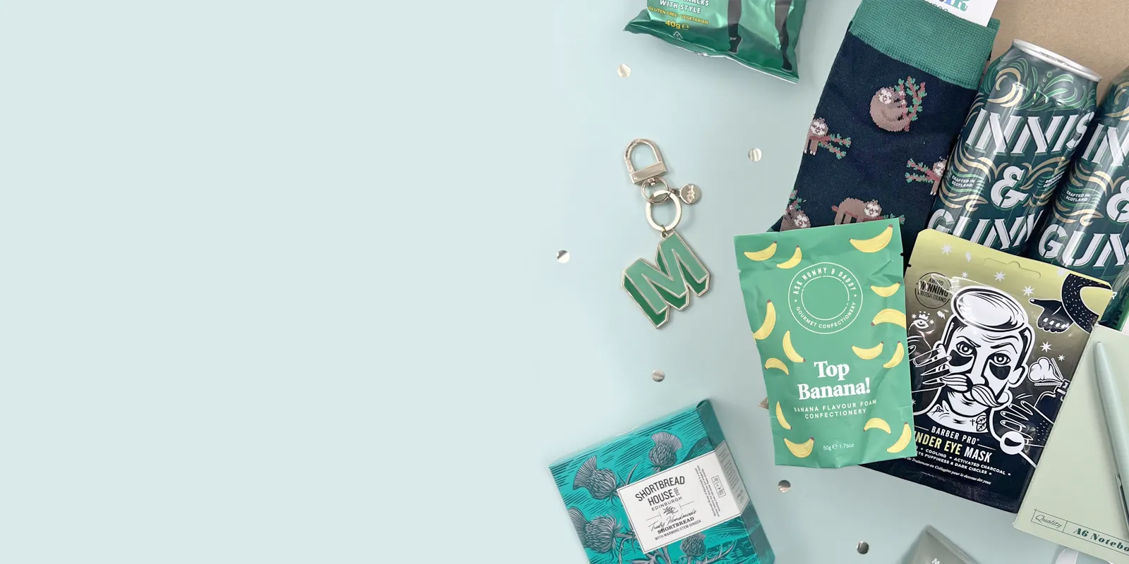 Custom gift hamper for him with snacks, drinks, grooming products and novelty gifts