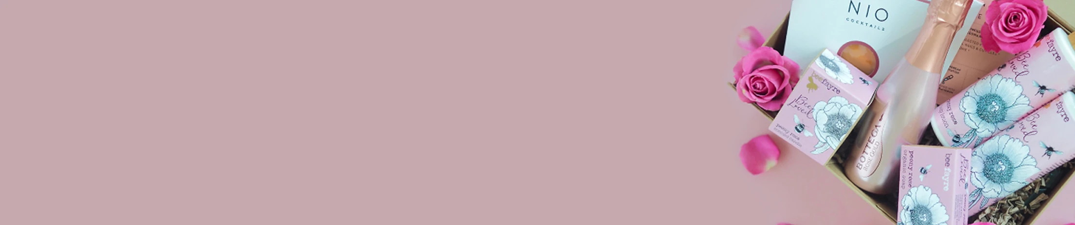 Care package gift box for her with self care products, sweets and thoughtful items