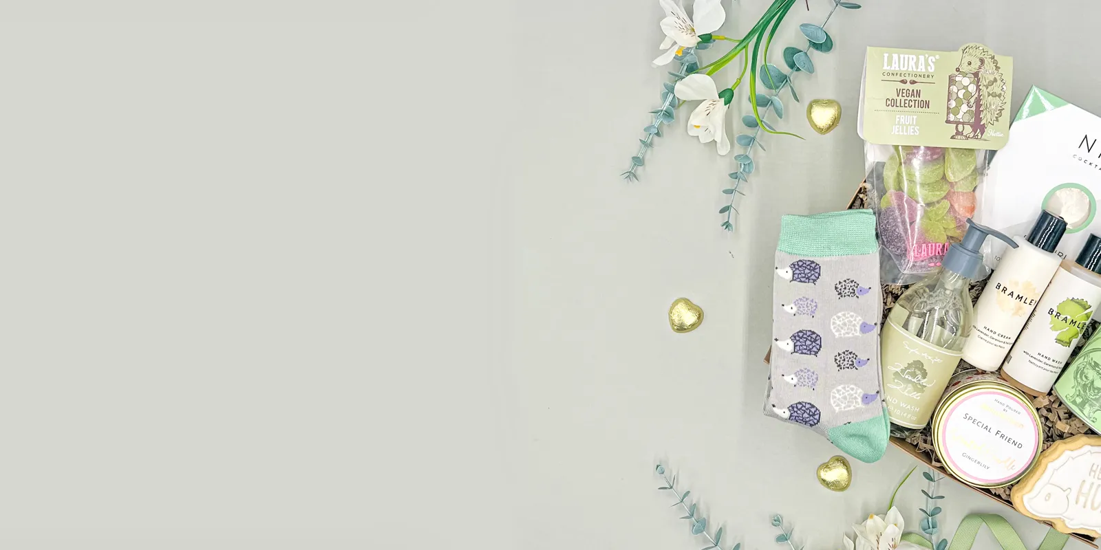 Get well soon hamper for her with cosy socks, sweets, pamper products and thoughtful recovery gifts