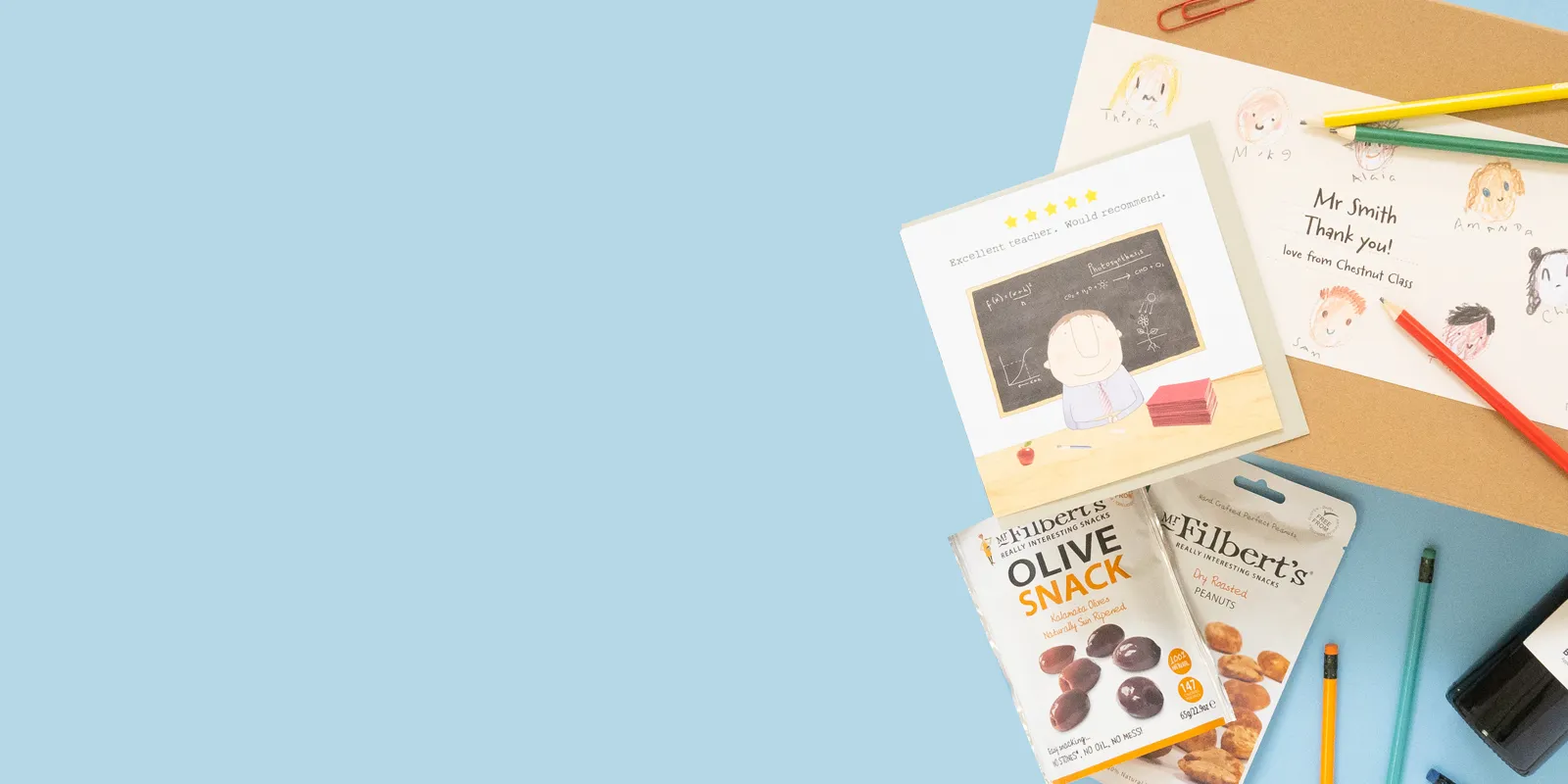 Teacher gift hamper with thank you gifts, treats and thoughtful items