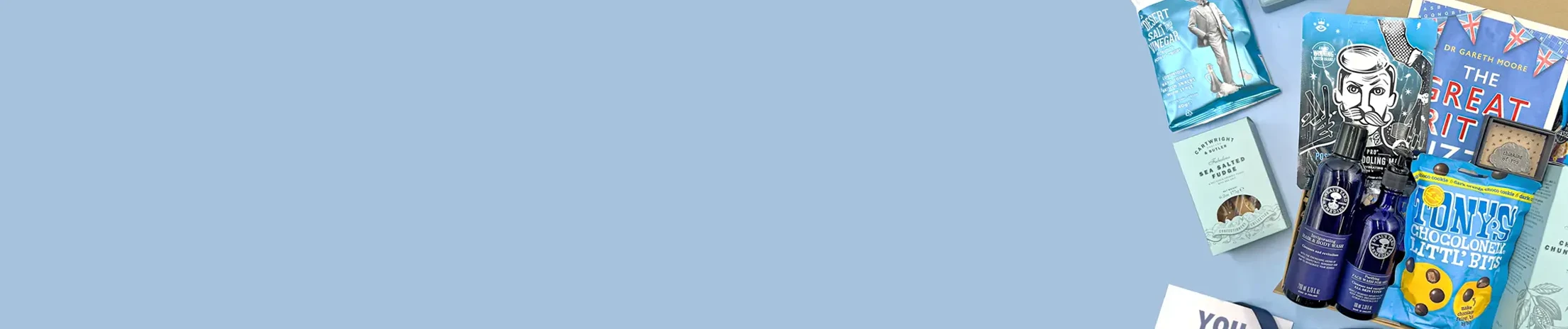 Men’s gift box with snacks, grooming items and chocolates