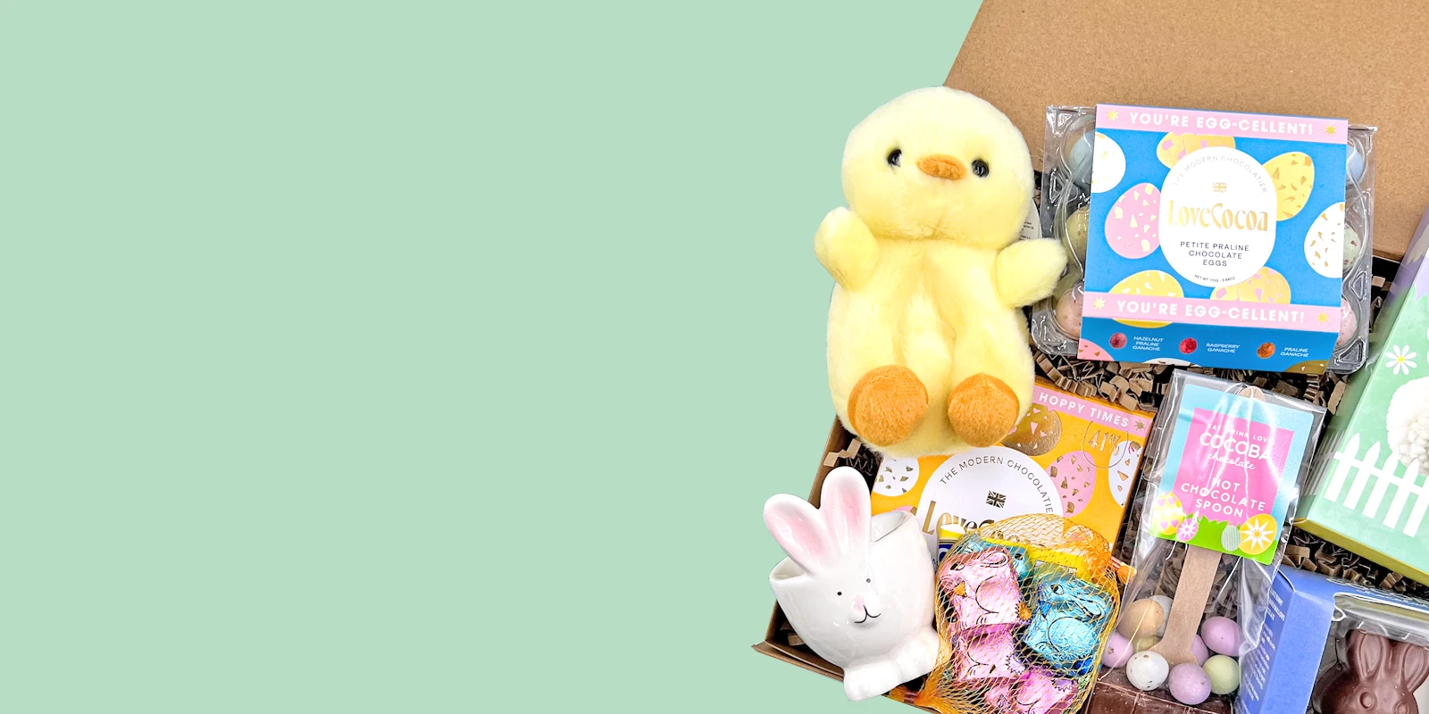 ersonalised build your own Easter gift box with chocolates, mini eggs and Easter treats