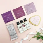 Thinking of you letterbox hamper with tea bags, fudge, toiletries and heart biscuit