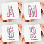 personalised initial girls coaster