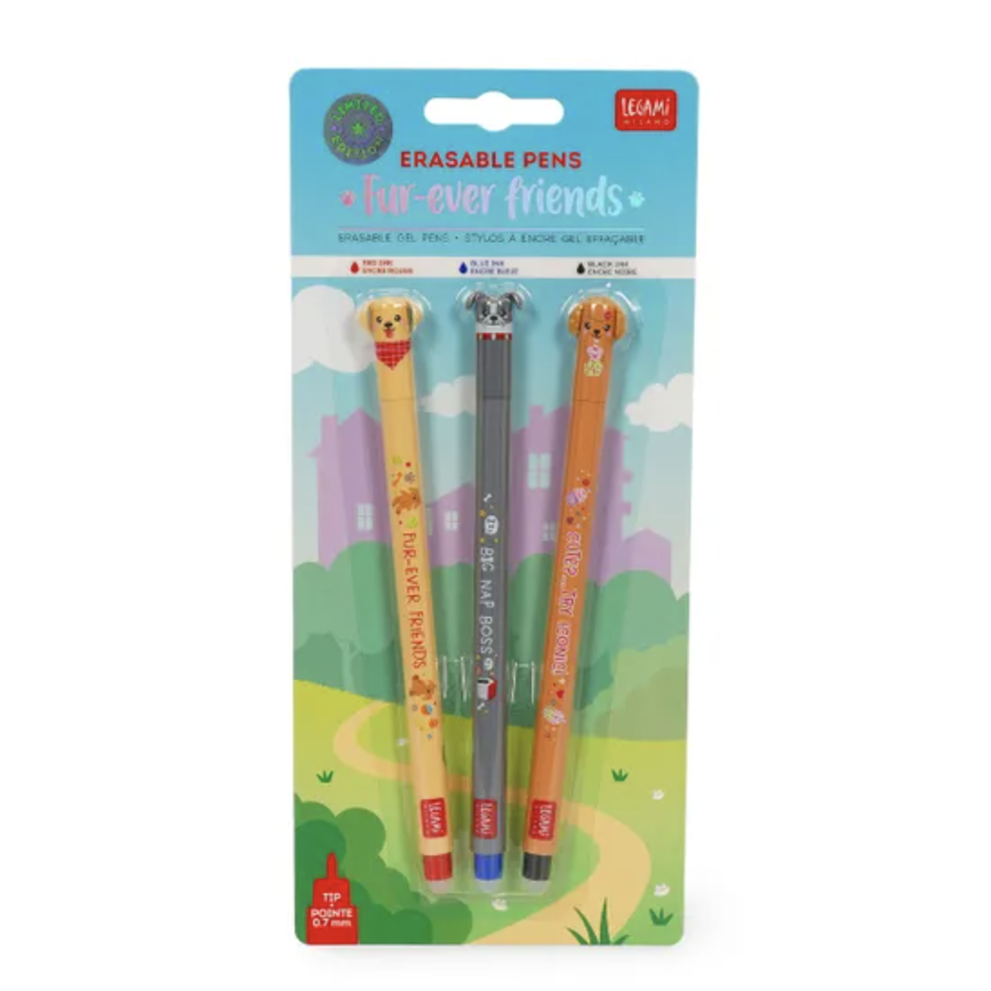 Legami Set of 3 Erasable Gel Pens – Fur-Ever Friends