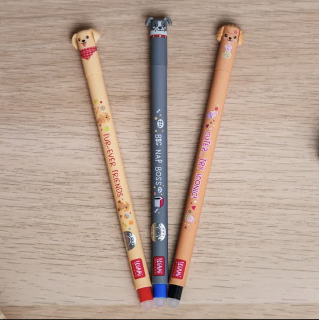 Legami Set of 3 Erasable Gel Pens – Fur-Ever Friends