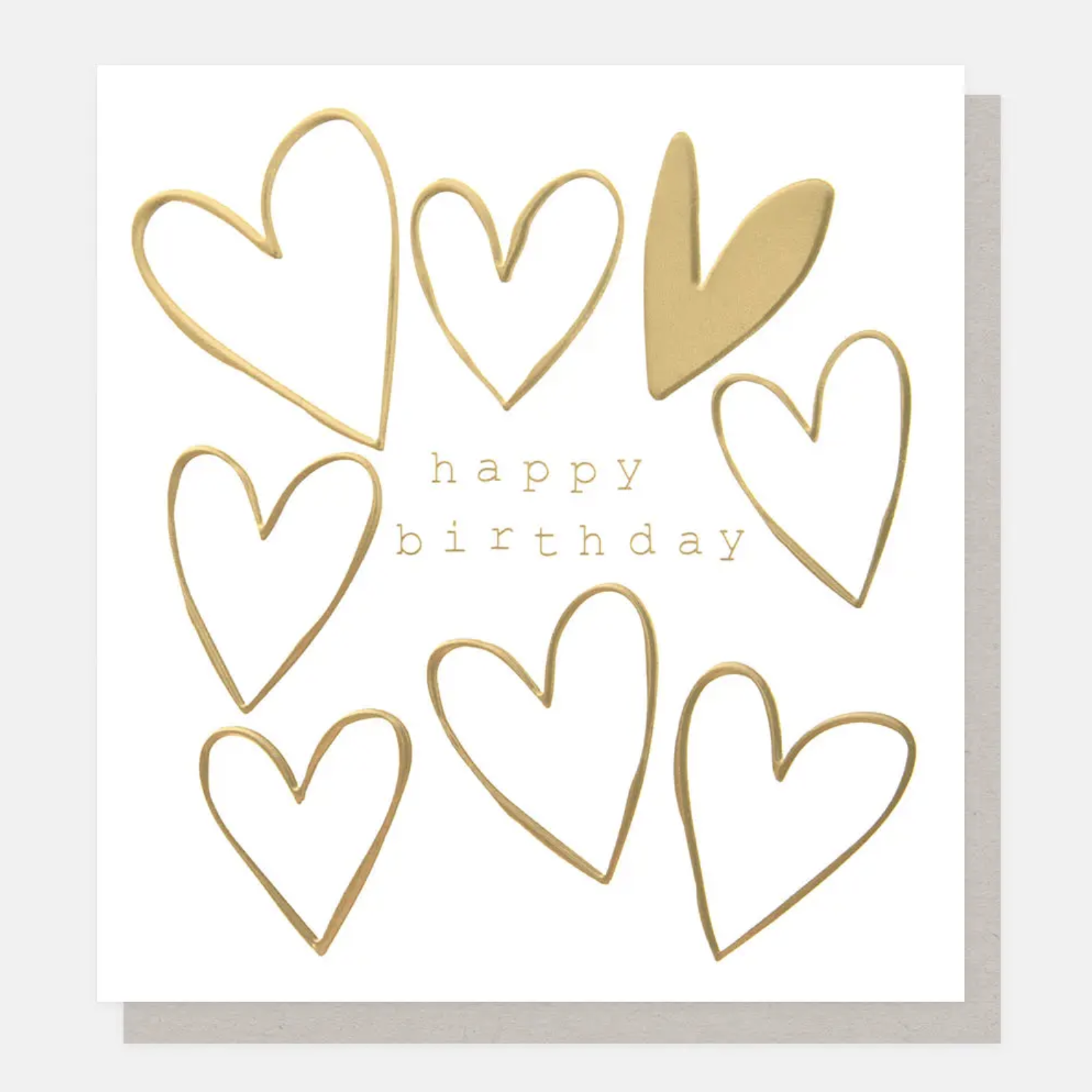 Gold Hearts Happy Birthday Card