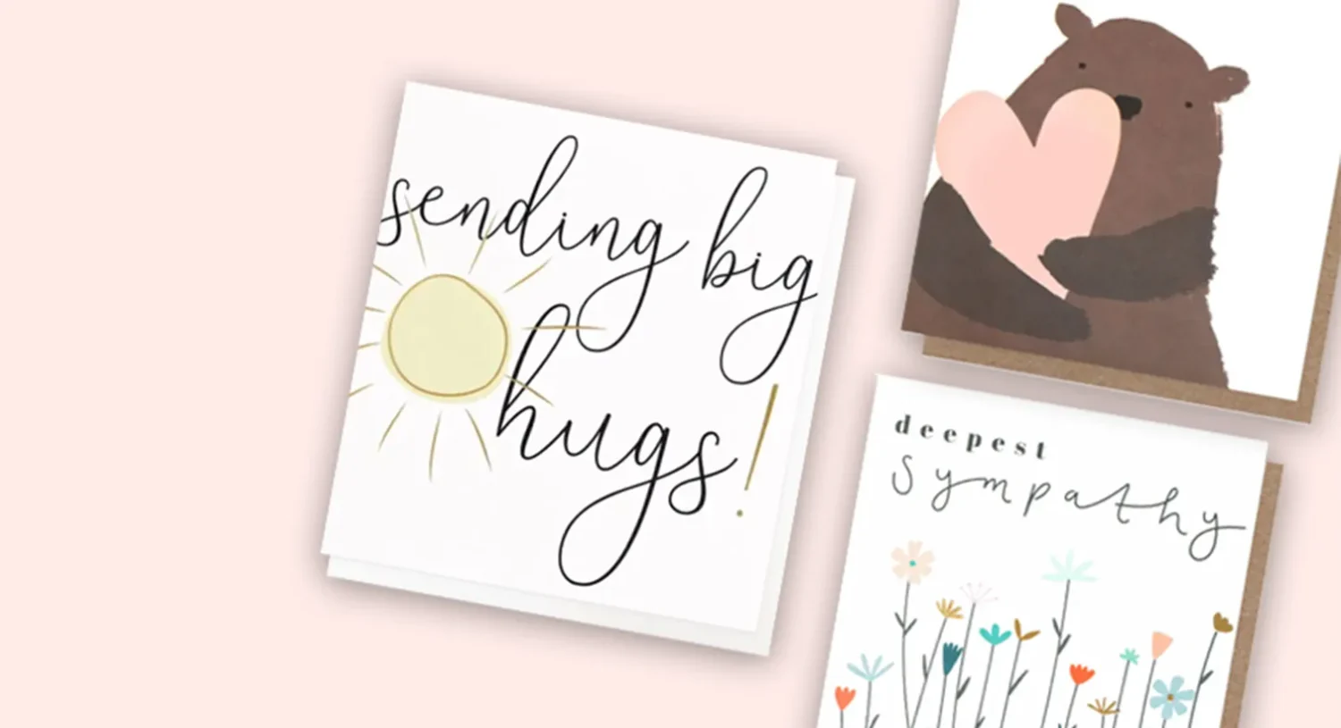 Bereavement sympathy cards with soft colours and gentle designs.