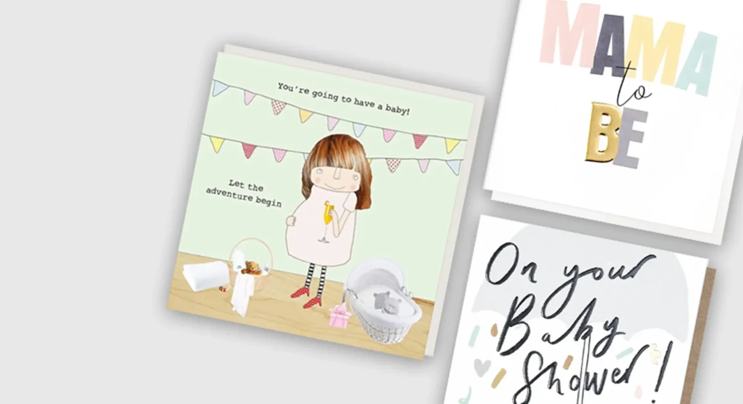 New baby cards and mum to be greeting cards with cute illustrations
