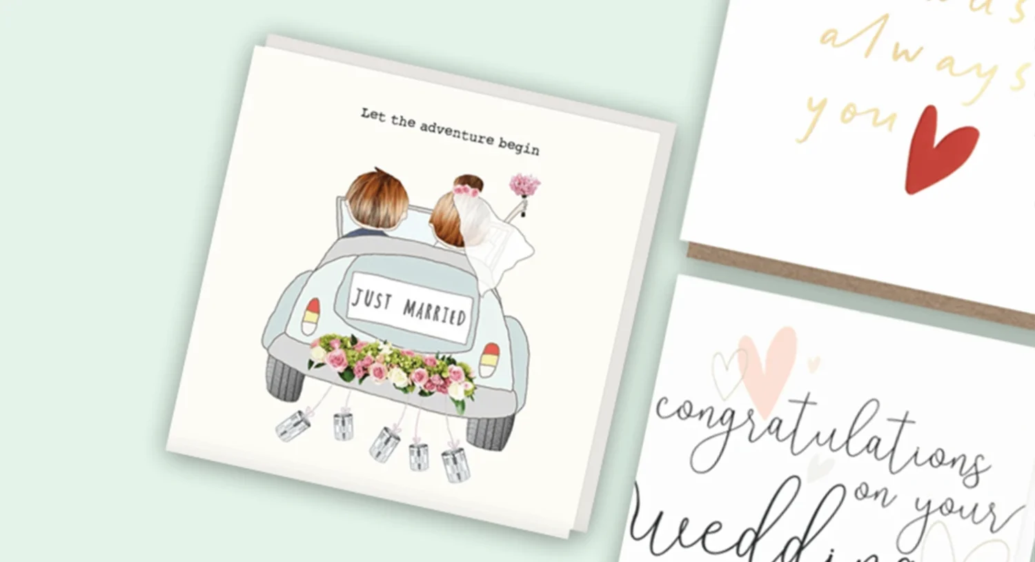 Wedding congratulations cards with romantic and elegant designs