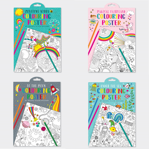 Colouring Posters - Various Designs - Rachel Ellen Under The Sea Unicorns Positive Vibes Space 