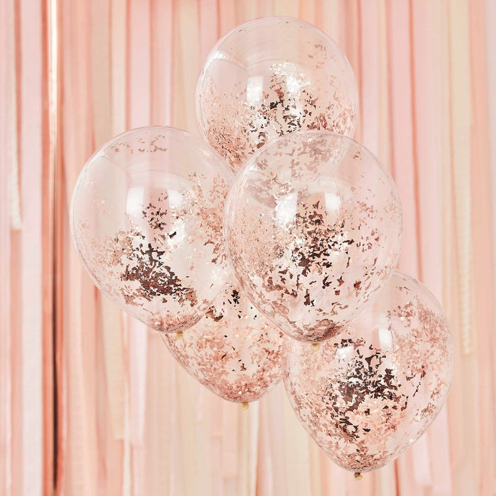 Rose Gold Shredded Confetti Birthdya Balloons