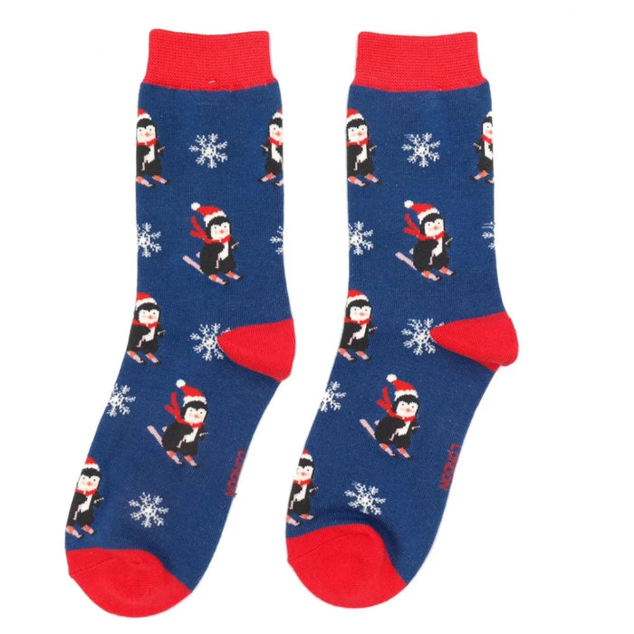 Skiing Penguin Christmas Socks 